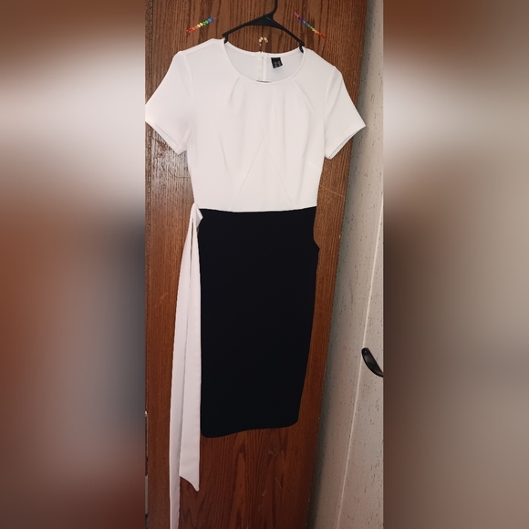 Vfshow Vfemage Dresses & Skirts - Vfshow Vfemage Women's 2 piece, tie waisted dress, Black and White, XS